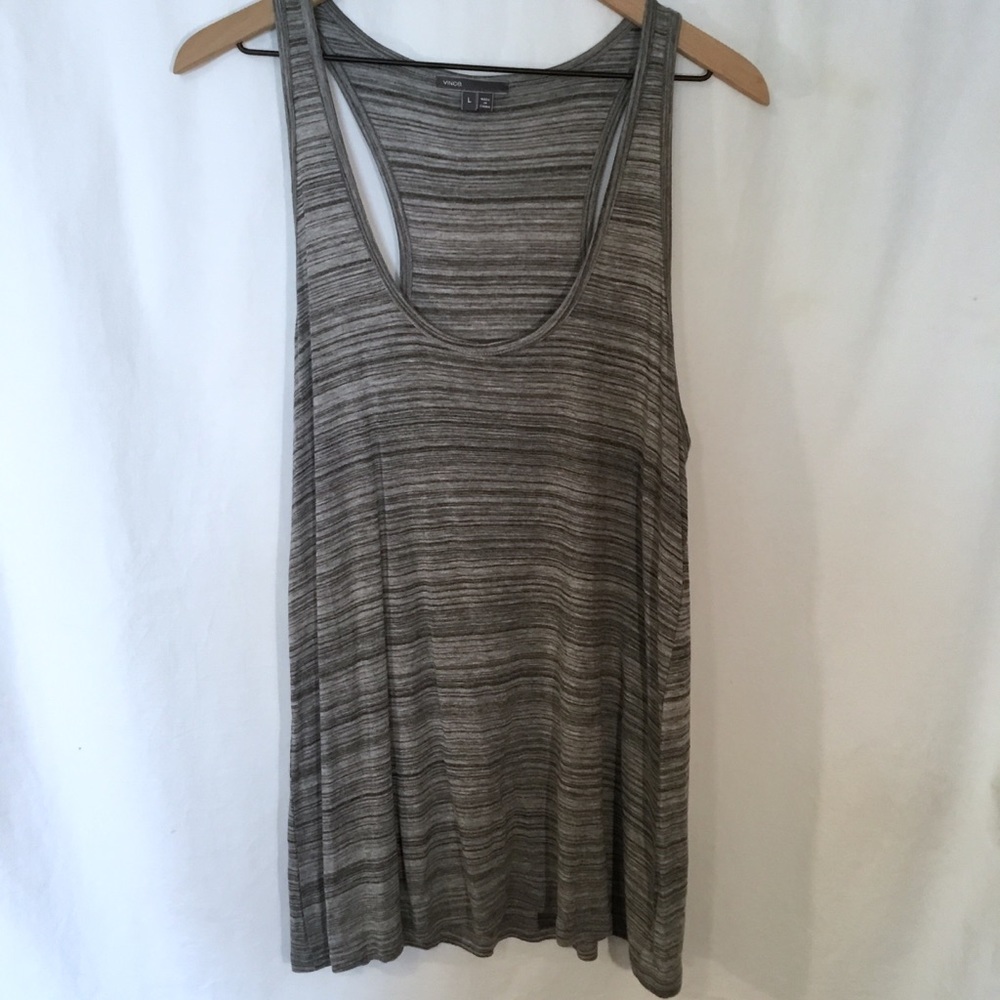 Vince racerback tank top Space Dye heather coast